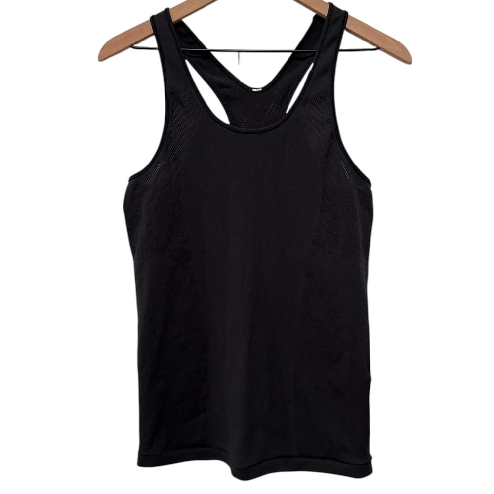 Lululemon Reveal Racerback Tank Top Women Sz 10 Black Mesh Athletic Workout Gym